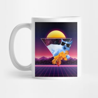 Aesthetic Synthwave Cat Fried Chicken Mug